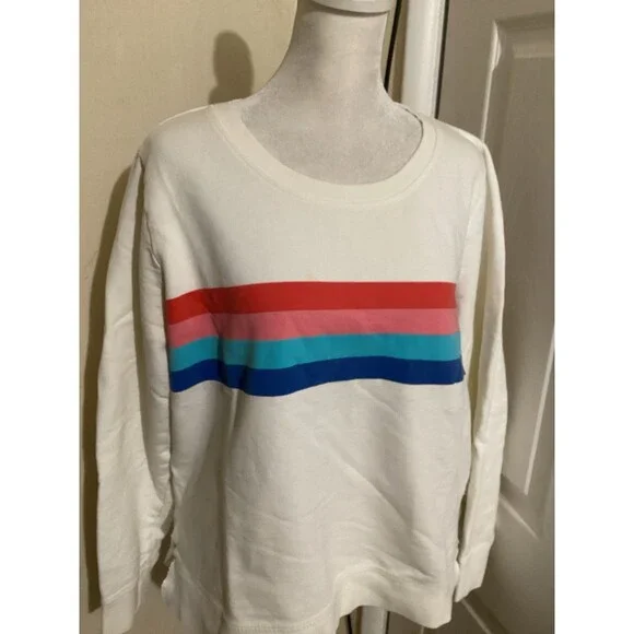 J. Crew Rainbow Striped Crewneck Cotton Sweater S - Picture 3 of 8
